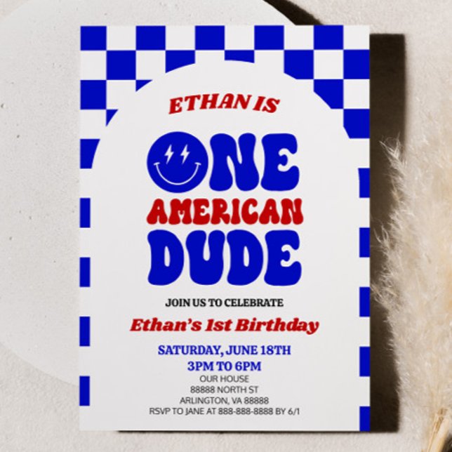 One American Dude 4th of July 1st Birthday Party Invitation (Creator Uploaded)