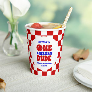 One American Dude 4th of July 1st Birthday Party Paper Cups