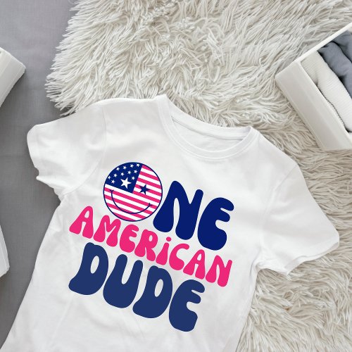 One American Dude 4th Of July  Boy 1st Birthday Baby T_Shirt