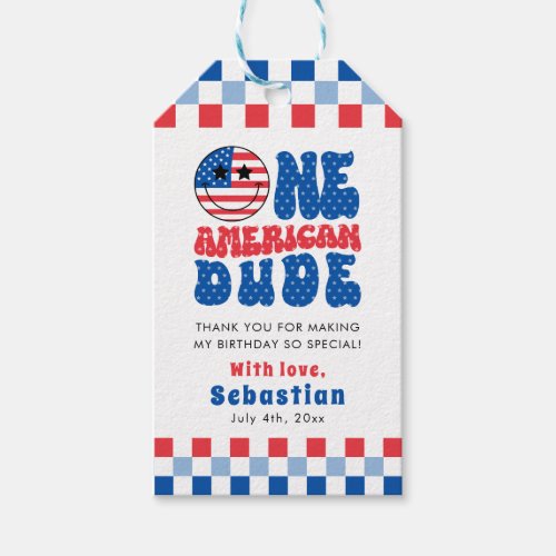 One American Dude 4th Of July First Birthday Gift Tags