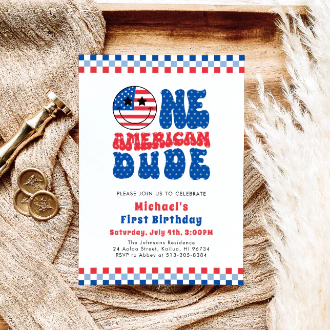 One American Dude 4th Of July First Birthday Invitation | Zazzle