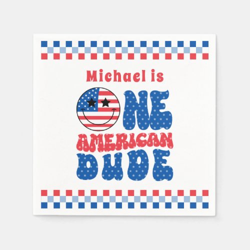 One American Dude 4th Of July First Birthday Napkins