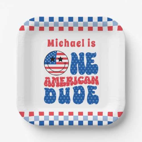 One American Dude 4th Of July Summer 1st Birthday Paper Plates