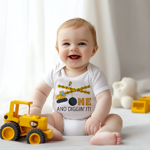 One and Diggin’ It Construction Birthday Baby Body Bodysuit