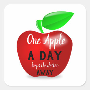 One apple a day - proverb square sticker