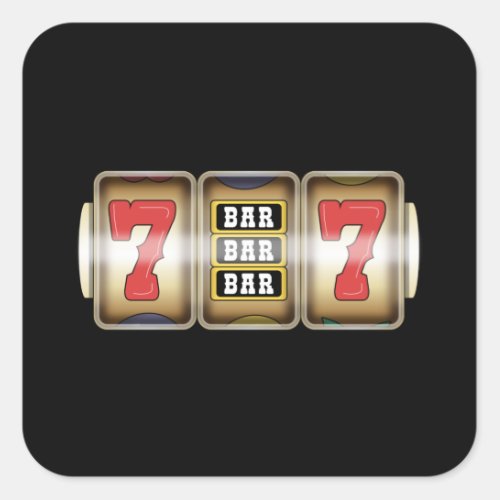 One Arm Bandit Slot Machine Casino Roulette Square Sticker