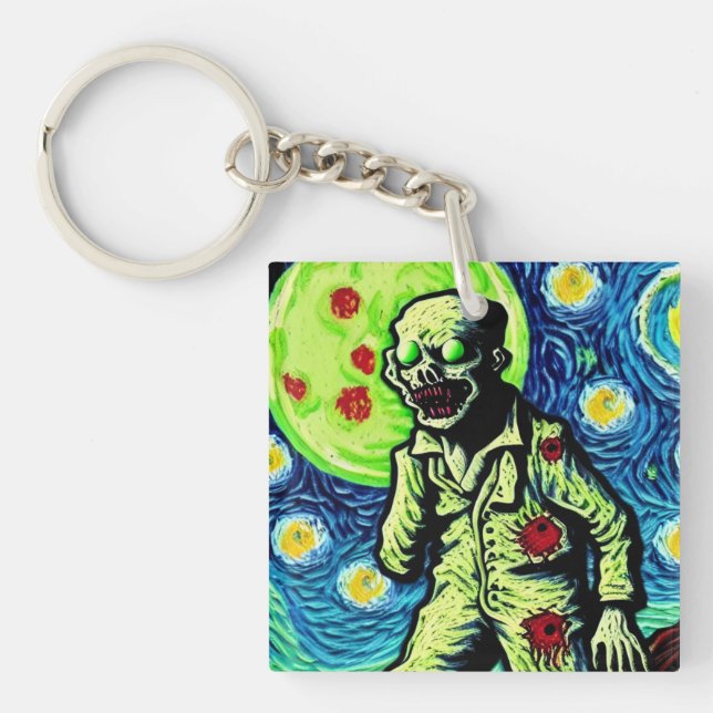 one arm Zombie Starry Night Keychain (Front)