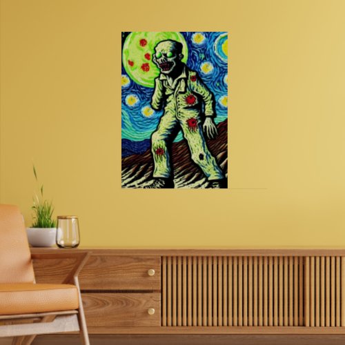 one arm Zombie Starry Night Poster