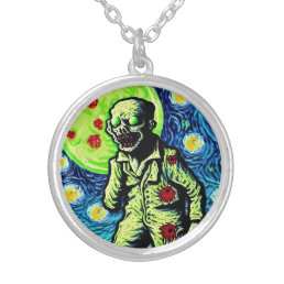 one arm Zombie Starry Night Silver Plated Necklace