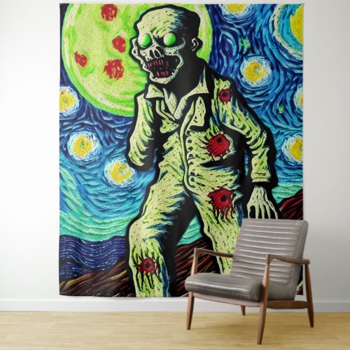 one arm Zombie Starry Night Tapestry