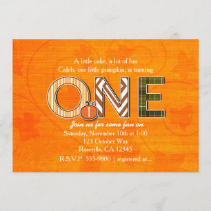 ONE Autumn Fall 1st Birthday Party Invitation