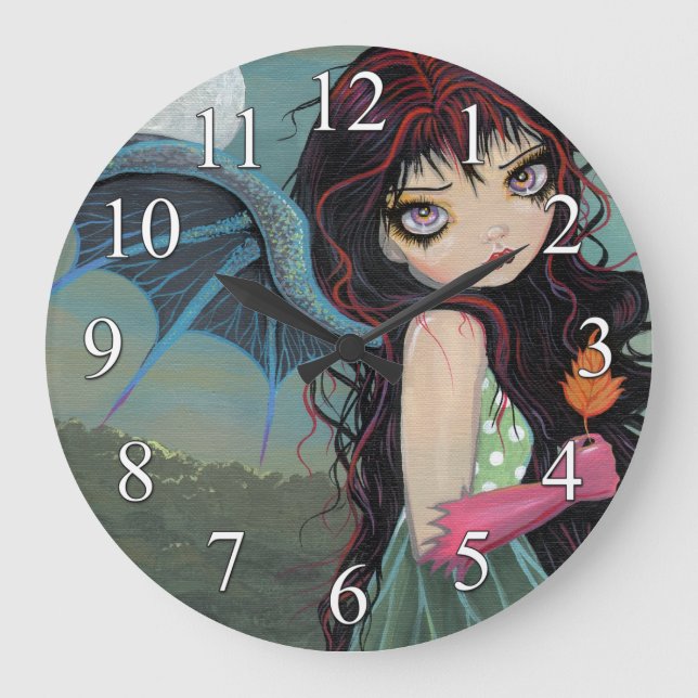 One Autumn Leaf Gothic Fairy Vampire Clock (Front)