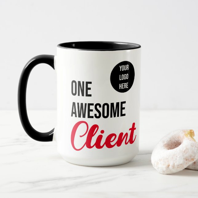 One Awesome Client Customer Custom Logo Mug (With Donut)
