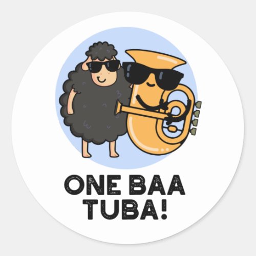 One Baa Tuba Funny Music Sheep Pun  Classic Round Sticker