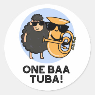 One Baa Tuba Funny Music Sheep Pun Classic Round Sticker