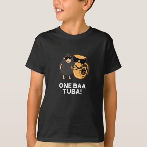 One Baa Tuba Funny Music Sheep Pun Dark BG T_Shirt