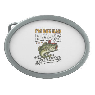 One Bad Bass Grandpa Fishing Vintage Vector Design Belt Buckle