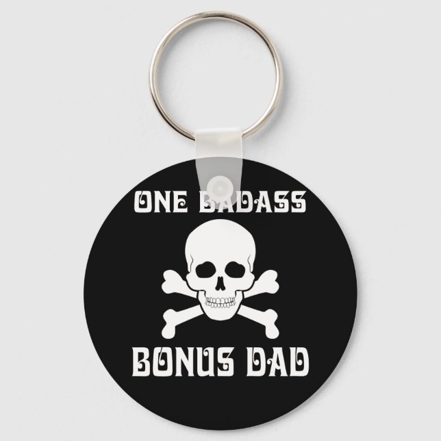 One Badass Bonus Step Dad Birthday Keychain (Front)