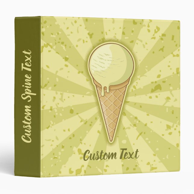 One Ball Ice Cream Cone 3 Ring Binder (Front/Spine)