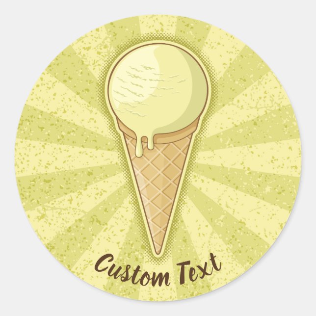 One Ball Ice Cream Cone Classic Round Sticker (Front)