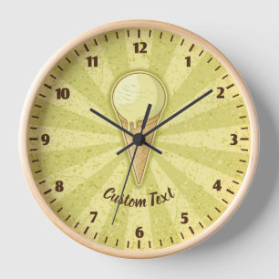 One Ball Ice Cream Cone Large Clock