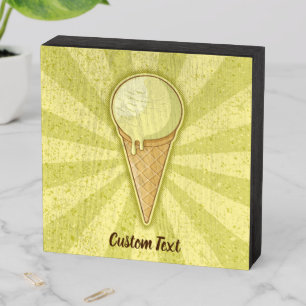 One Ball Ice Cream Cone Wooden Box Sign