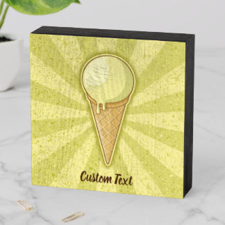 One Ball Ice Cream Cone Wooden Box Sign
