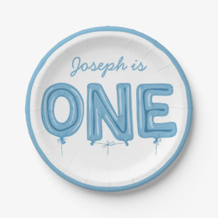 ONE Balloon, First Birthday Boy Party Plates