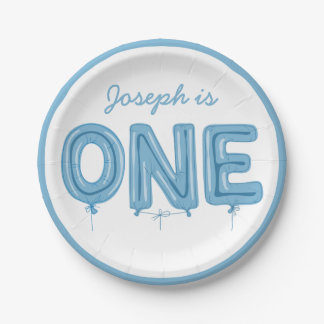 ONE Balloon, First Birthday Boy Party Plates