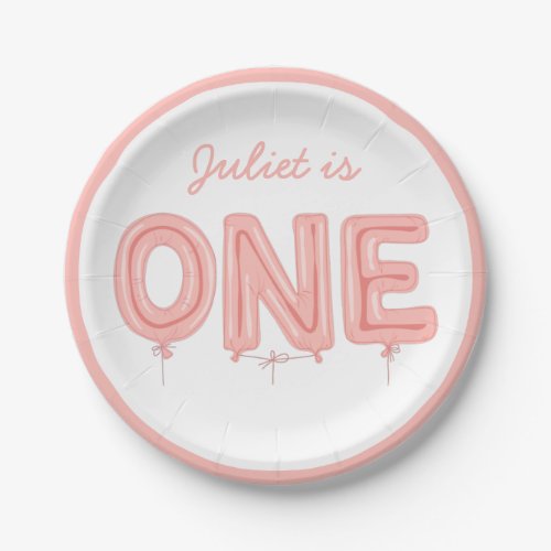 ONE Balloon First Birthday Girl PARTY PLATE