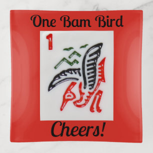 One Bam Bird Mahjong Square Trinket/Dice Tray