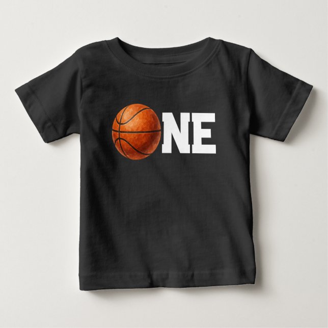 One Basketball First Birthday Baby T-Shirt (Front)