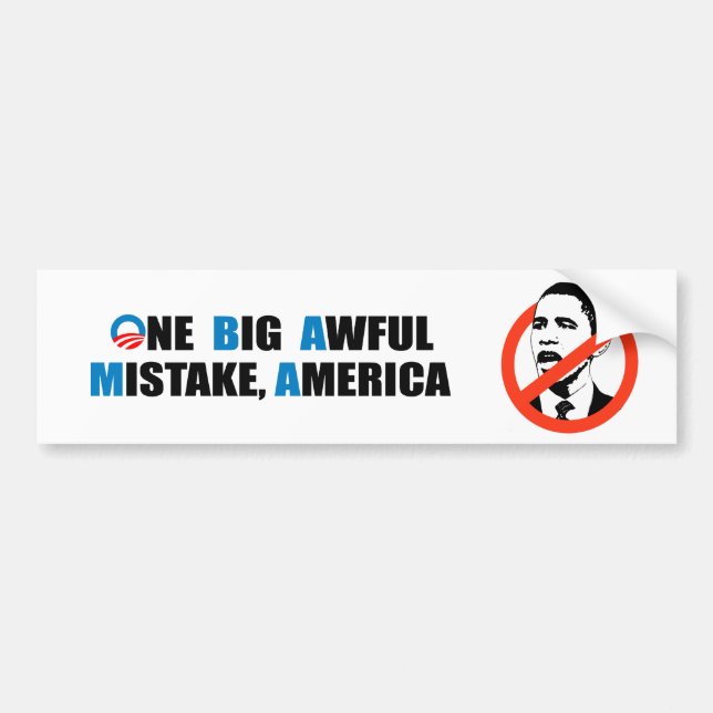 ONE BIG AWFUL MISTAKE, AMERICA BUMPER STICKER (Front)