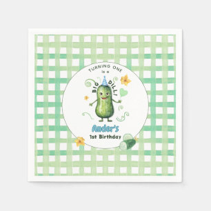 One Big Dill Pickle First Birthday Blue Napkins