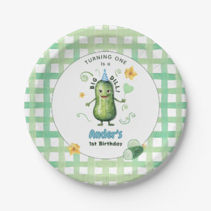 One Big Dill Pickle First Birthday Blue Paper Plates