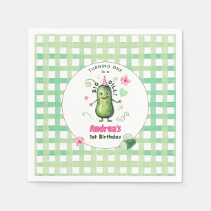 One Big Dill Pickle First Birthday Pink Napkins