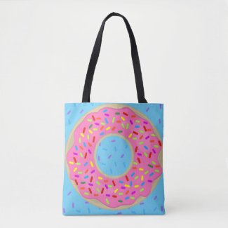 One Big Frosted Pink Donut Cute Illustration