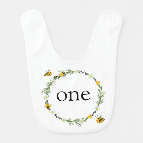 One Birthday Bee Baby Bib