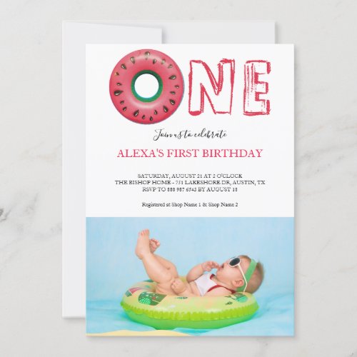 One Birthday Melon Photo Invitation