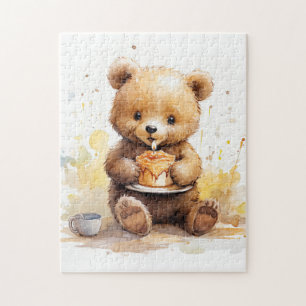 one birtyday ear cake, Cute Bear Jigsaw Puzzle