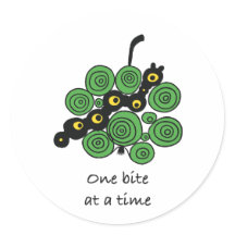 One Bite at a Time Round Sticker – Cute Worm Doodl