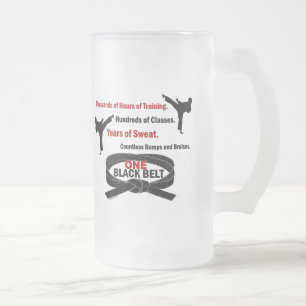 ONE Black Belt 1 KARATE T-SHIRTS & APPAREL Frosted Glass Beer Mug
