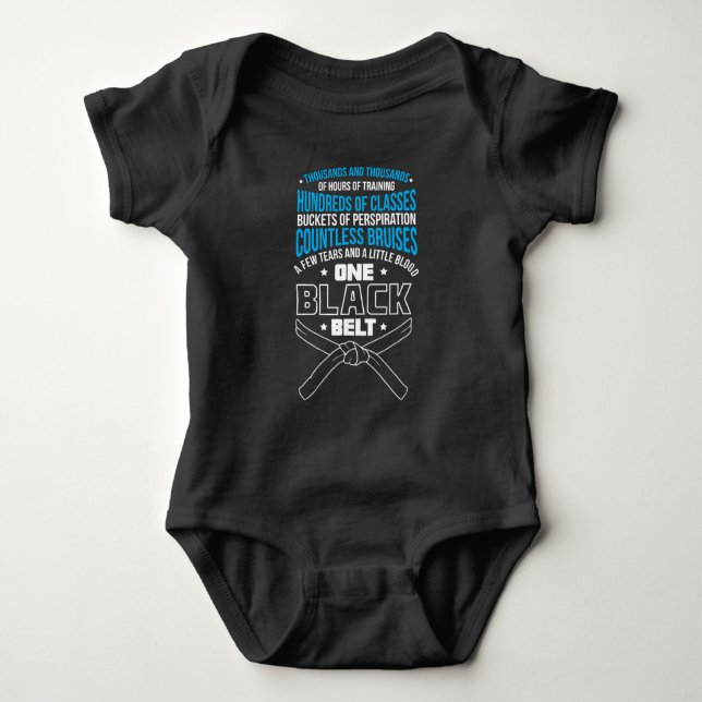 One Black Belt Martial Arts Training Fighter Baby Bodysuit (Front)