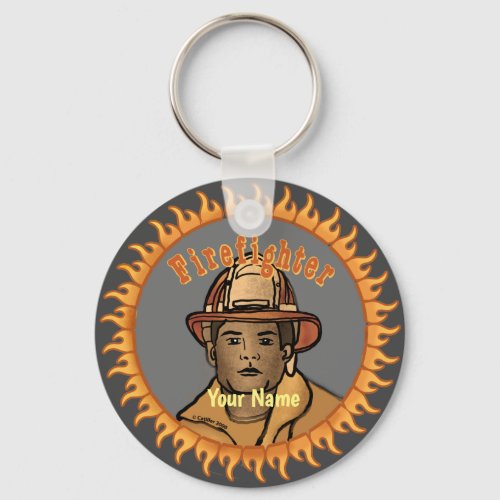 One Black Firefighter custom name keychain