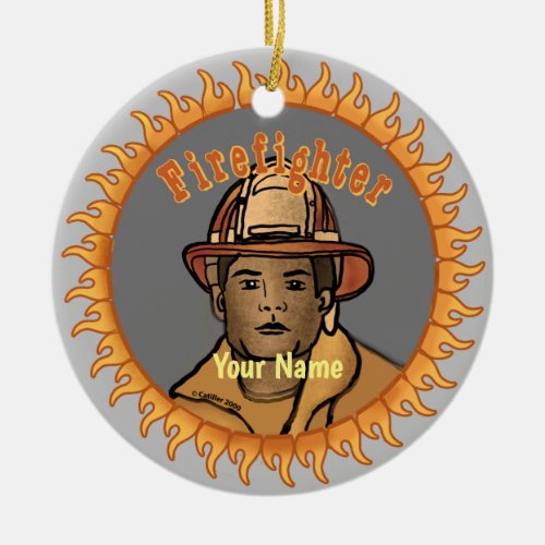 One Black Firefighter custom name ornament