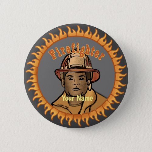 One Black Firefighter custom name pin button