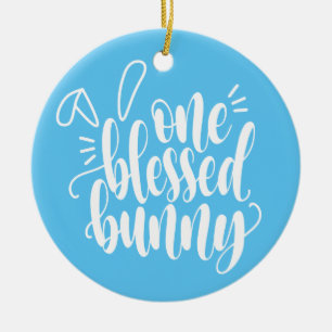One Blessed Bunny Easter Calligraphy   Ornament