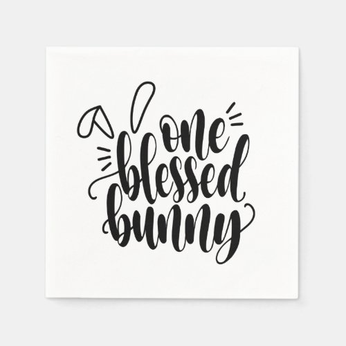 One Blessed Bunny Easter Calligraphy Paper Napkin