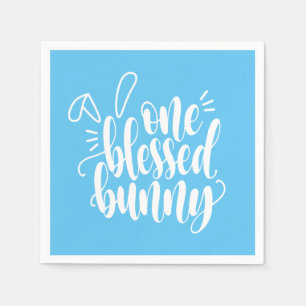 One Blessed Bunny Easter Calligraphy Paper Napkin