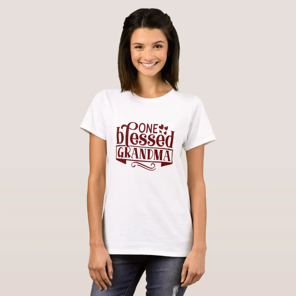 One Blessed Grandma Typography  T-Shirt